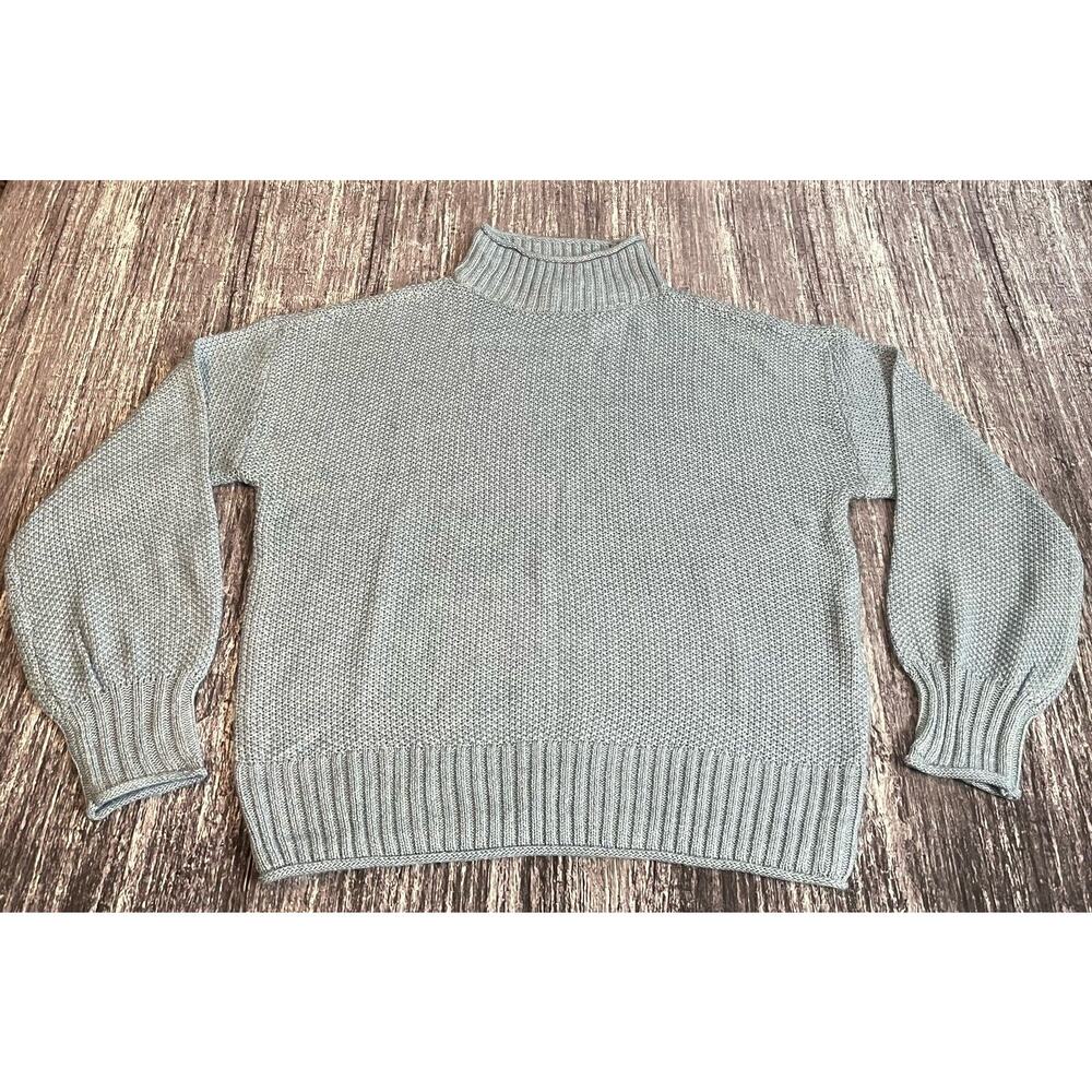 Nine West Womens Knitted Sweater Pullover Gray Size L Long Sleeve Turtleneck - Picture 2 of 7